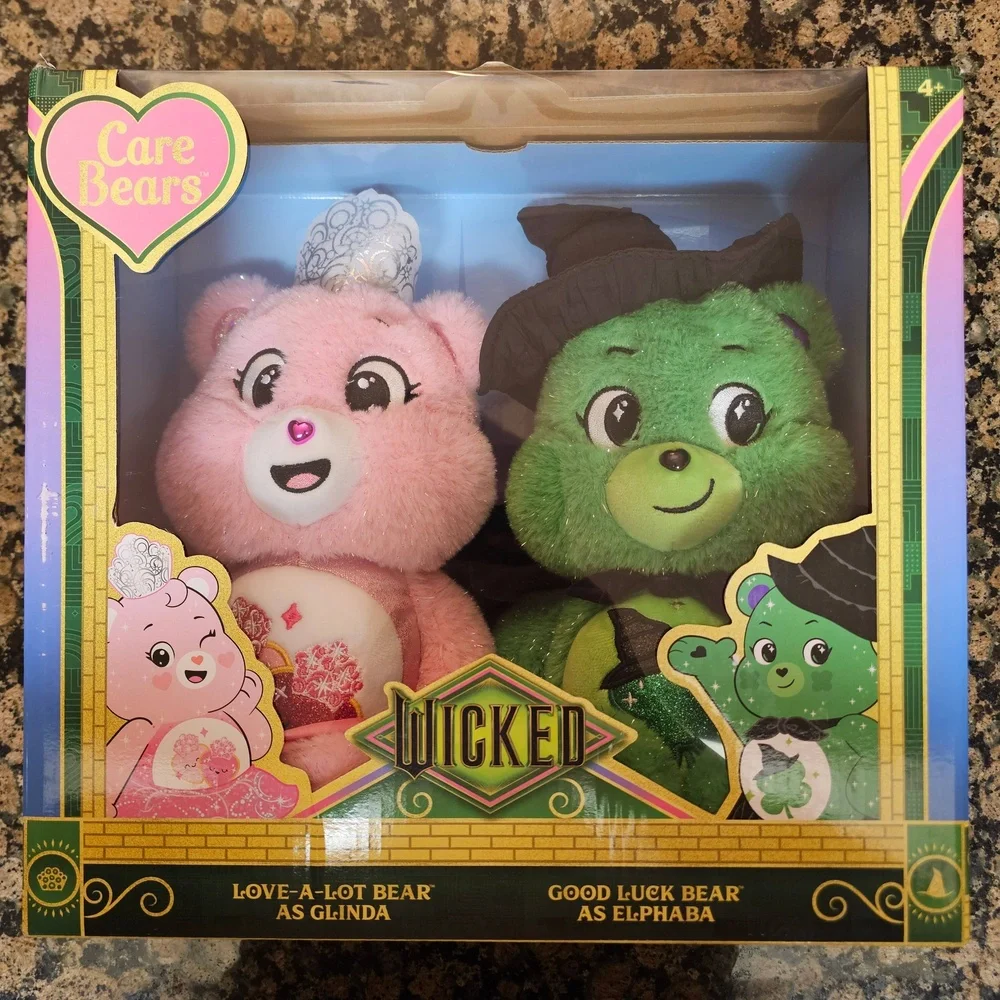 Wicked Movie x Care Bears Love-A-Lot Glinda & Good Luck Elphaba Plush Set‎ of 2